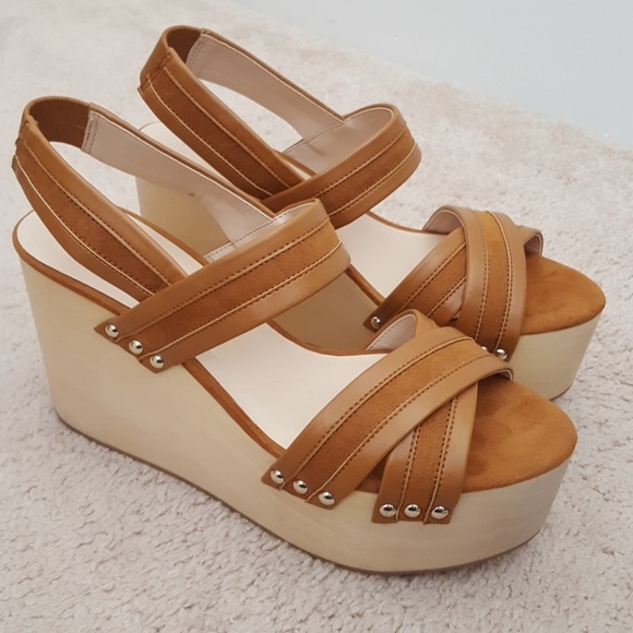 Mango Shoes - MNG Mango sling back platform wedge sandals 40/9